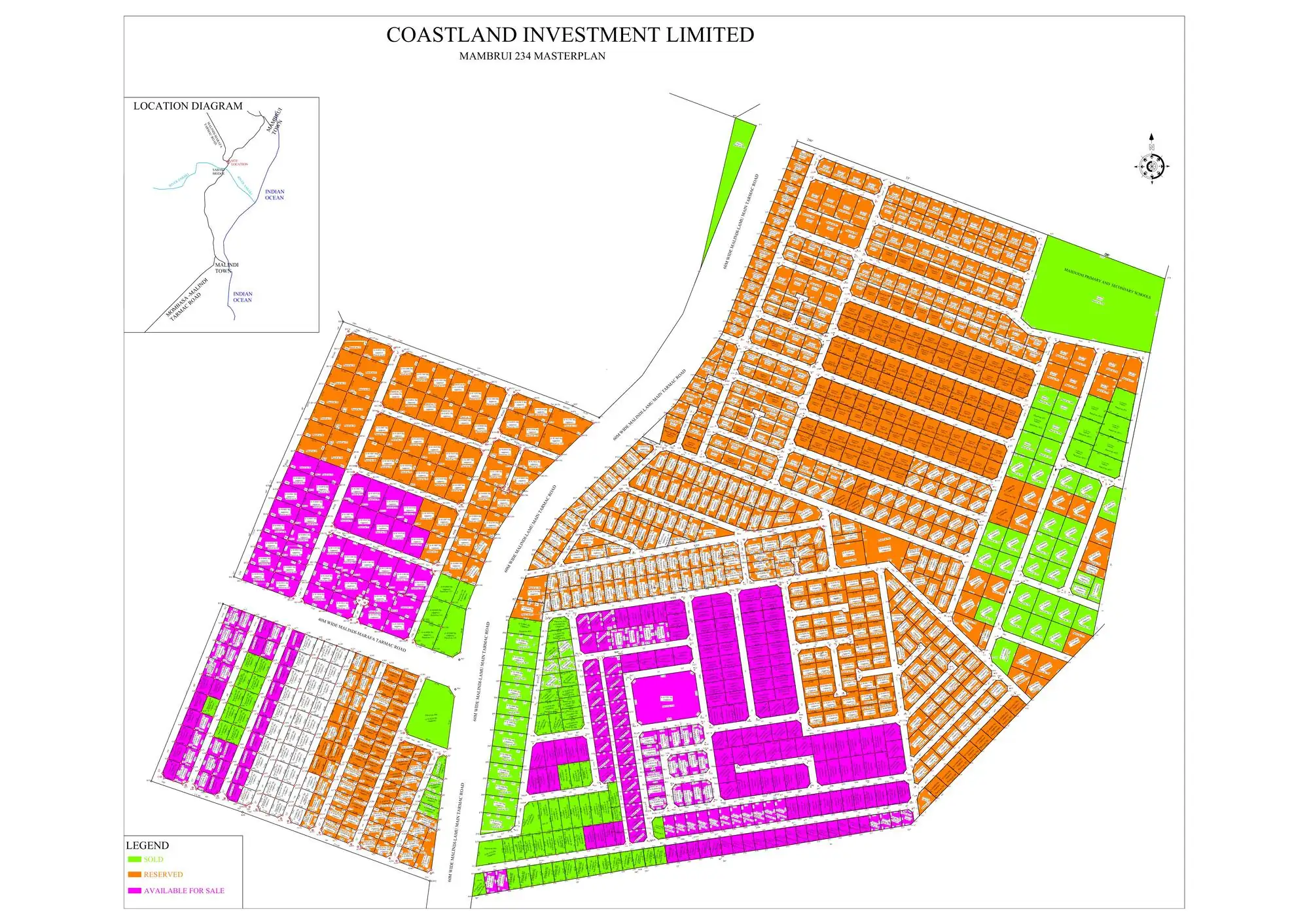 Mambrui 234 Masterplan subdivision plan showing plots between Sabaki Bridge and Mambrui town, Kilifi County